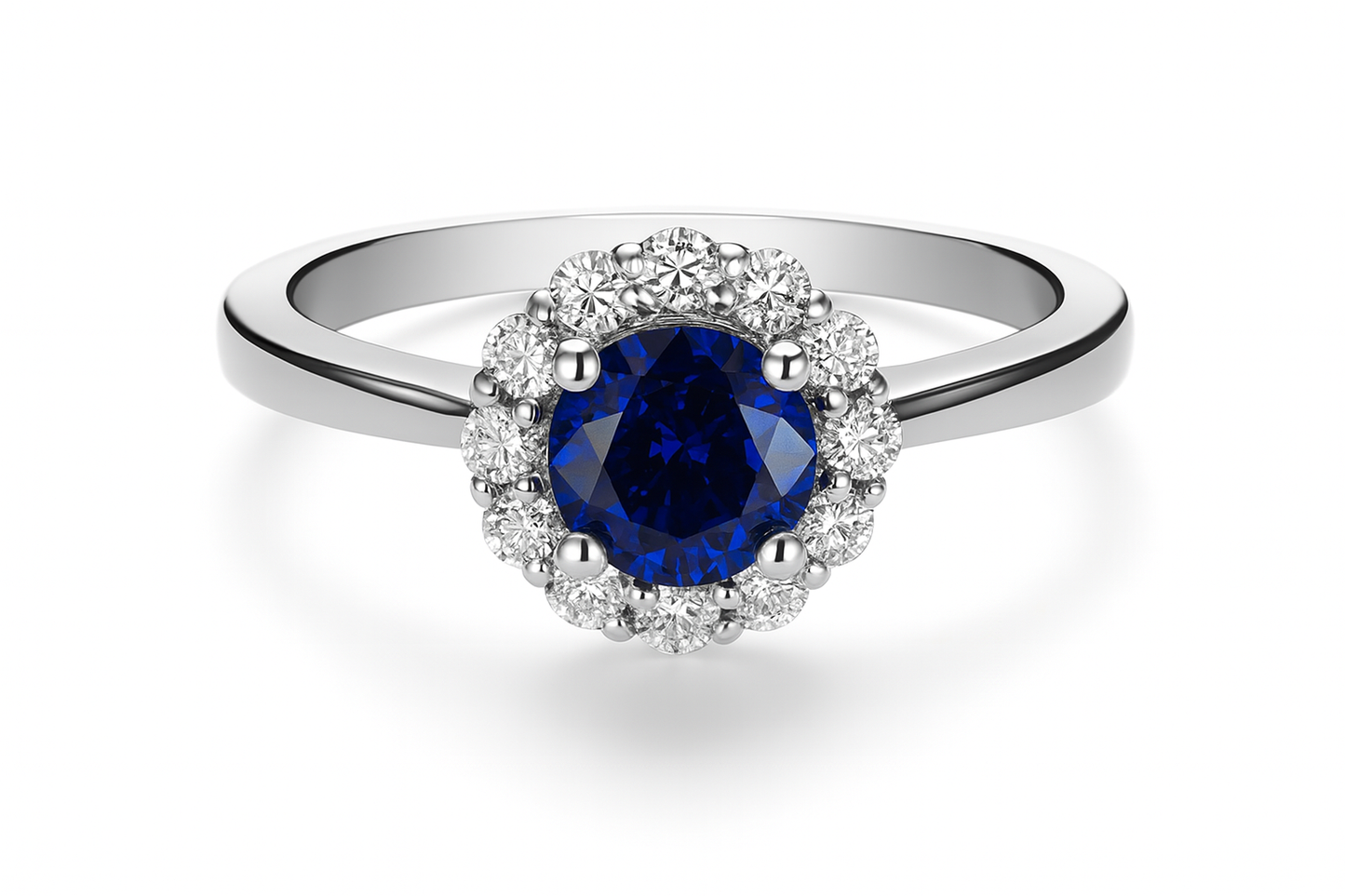 Blue Sapphire Halo Ring