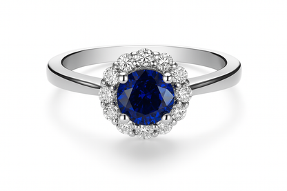 Blue Sapphire Halo Ring