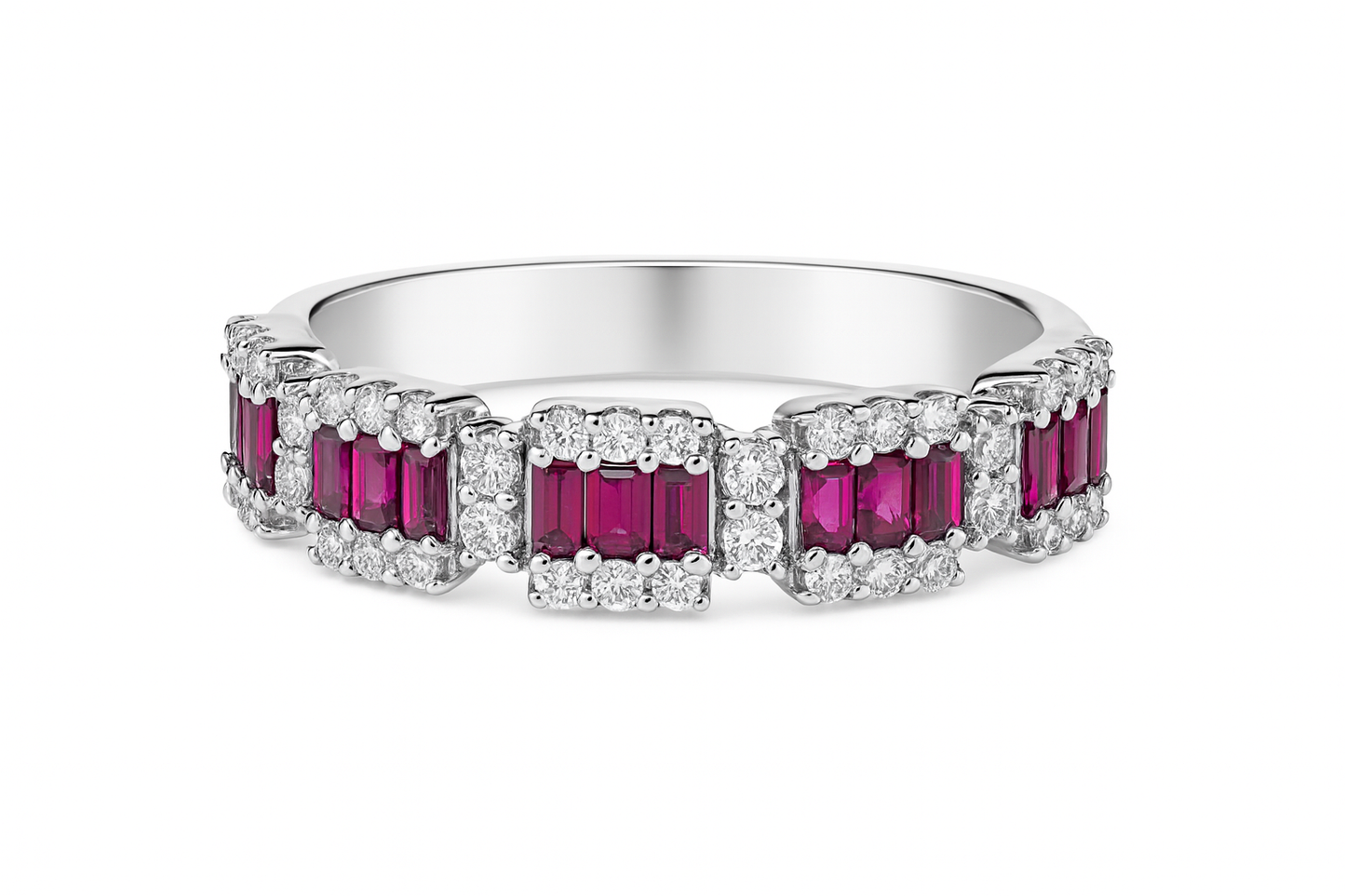 Baguette Ruby and Diamond Band