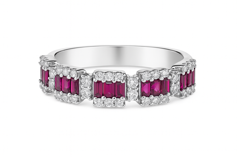 Baguette Ruby and Diamond Band