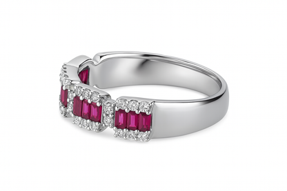 Baguette Ruby and Diamond Band