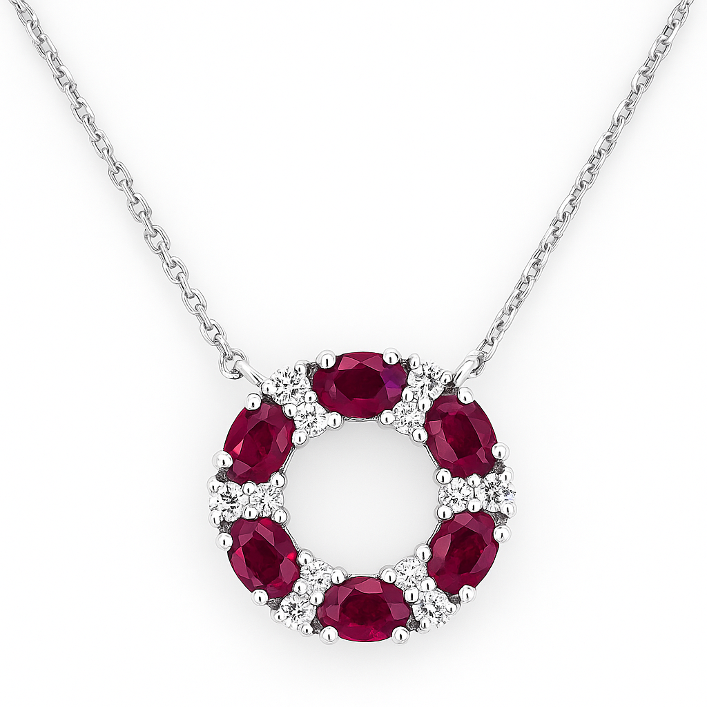 Oval Ruby Circle Pendant