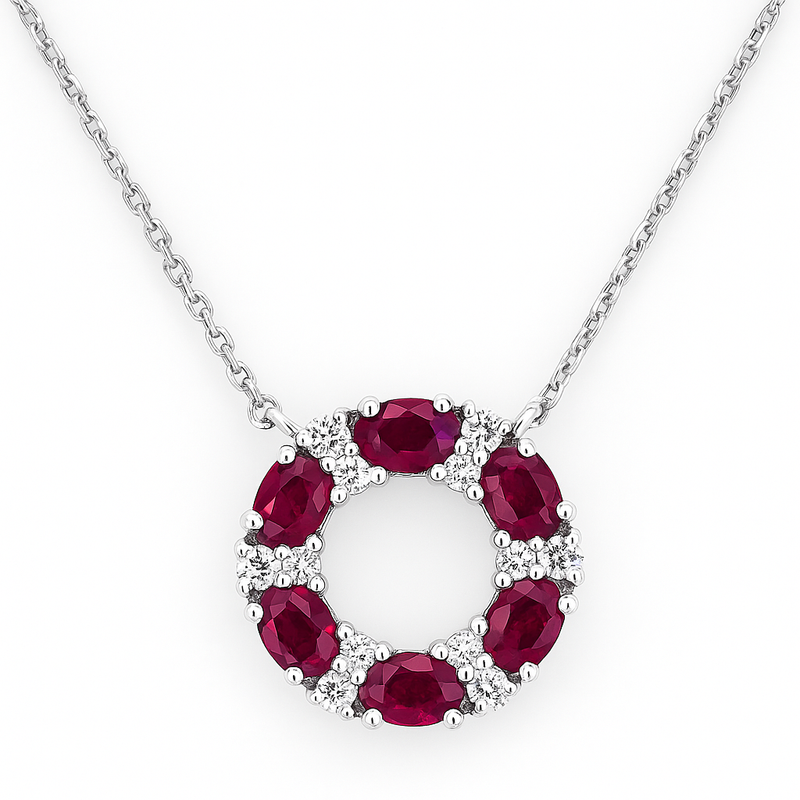 Oval Ruby Circle Pendant