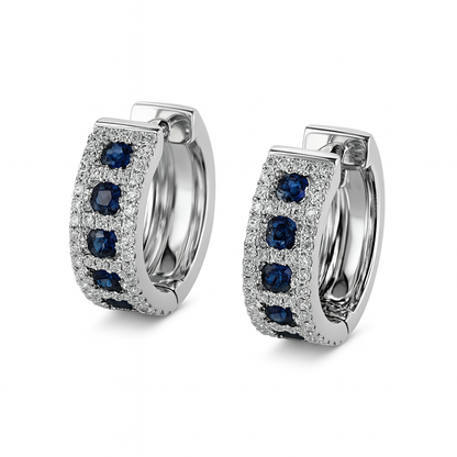 Blue Sapphire and Diamond Huggies