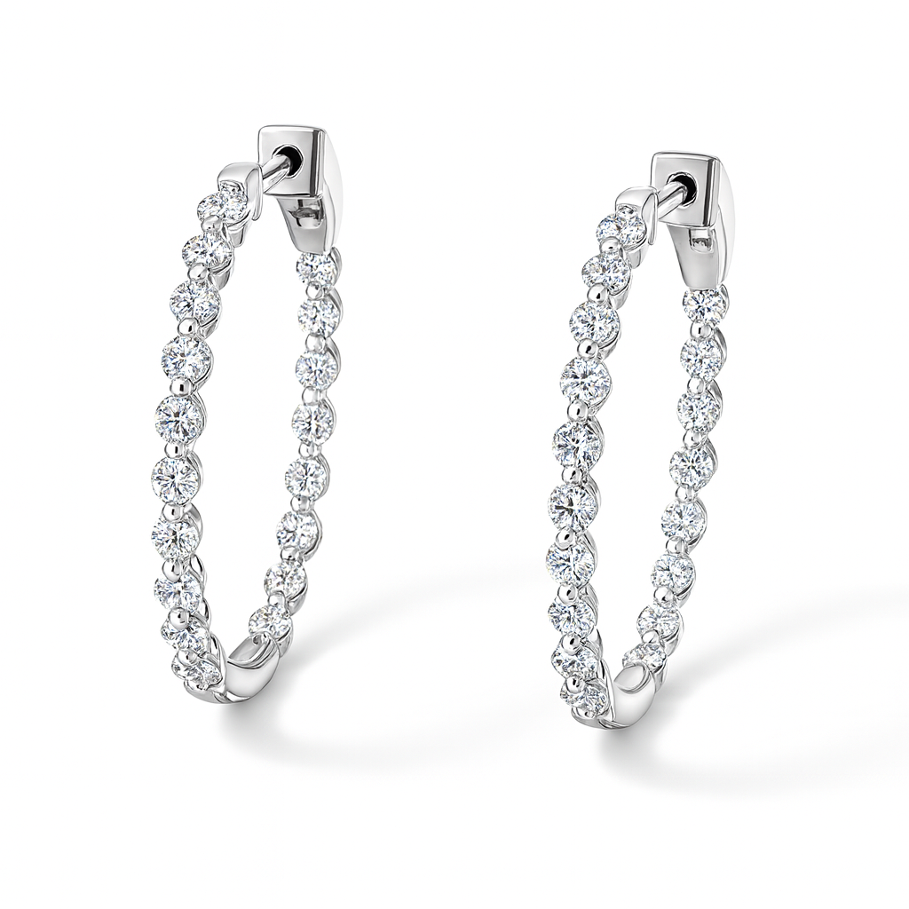 Single Shared Prong Diamond Hoops