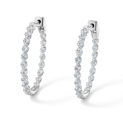 Single Shared Prong Diamond Hoops