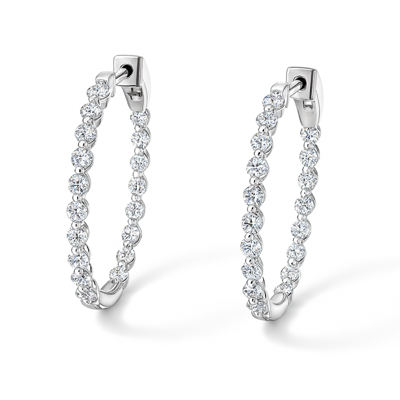 Single Shared Prong Diamond Hoops