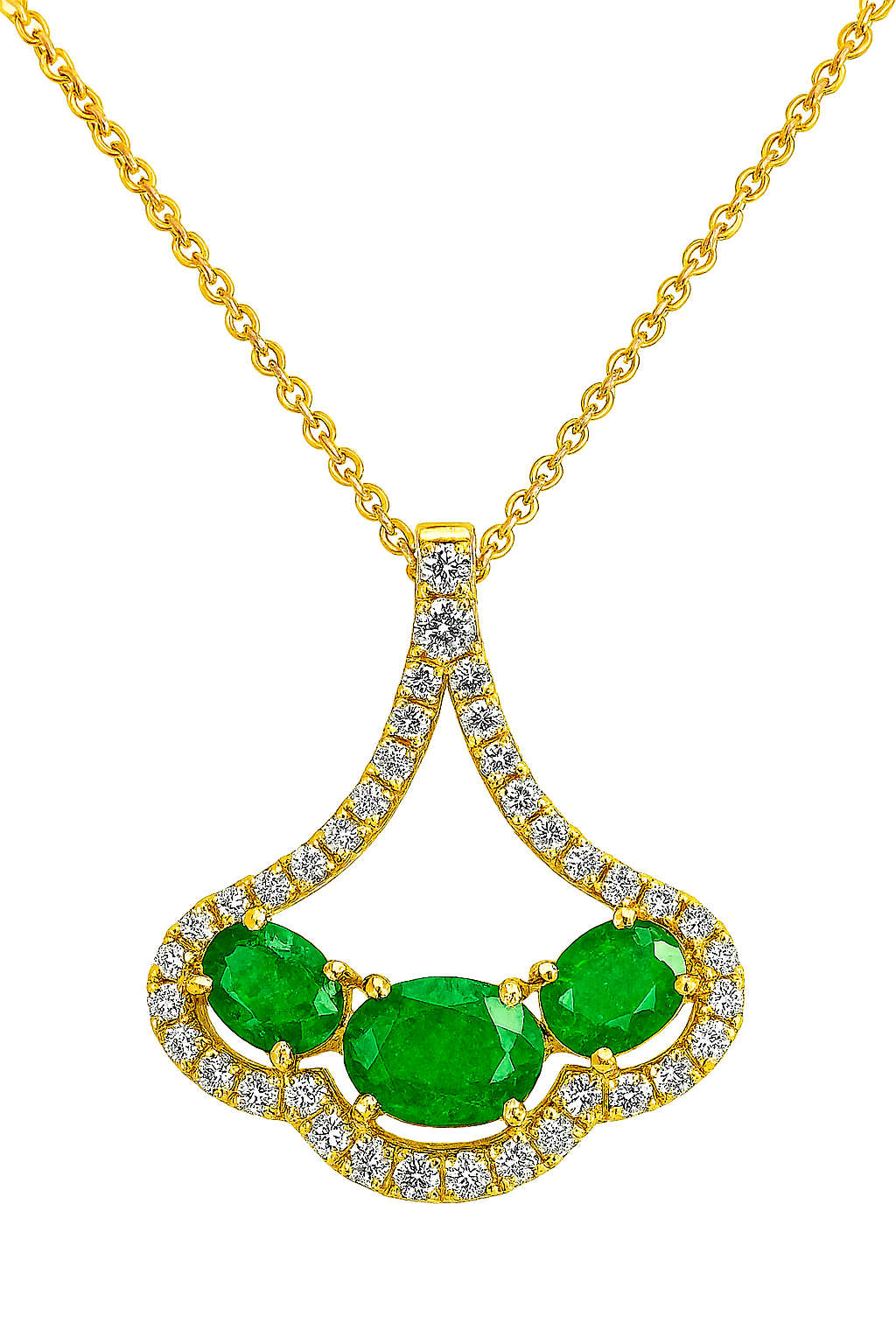 Emerald and Diamond Drop Pendant