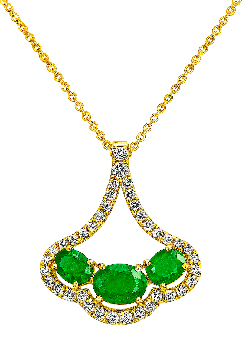 Emerald and Diamond Drop Pendant