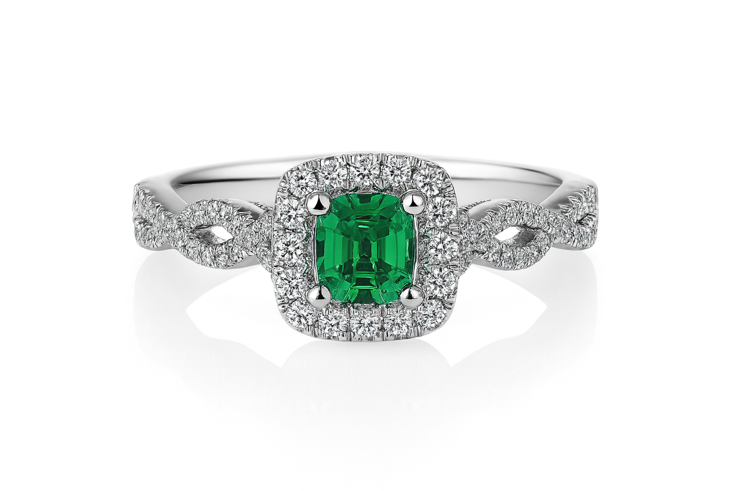 Emerald and Diamond Twist Ring