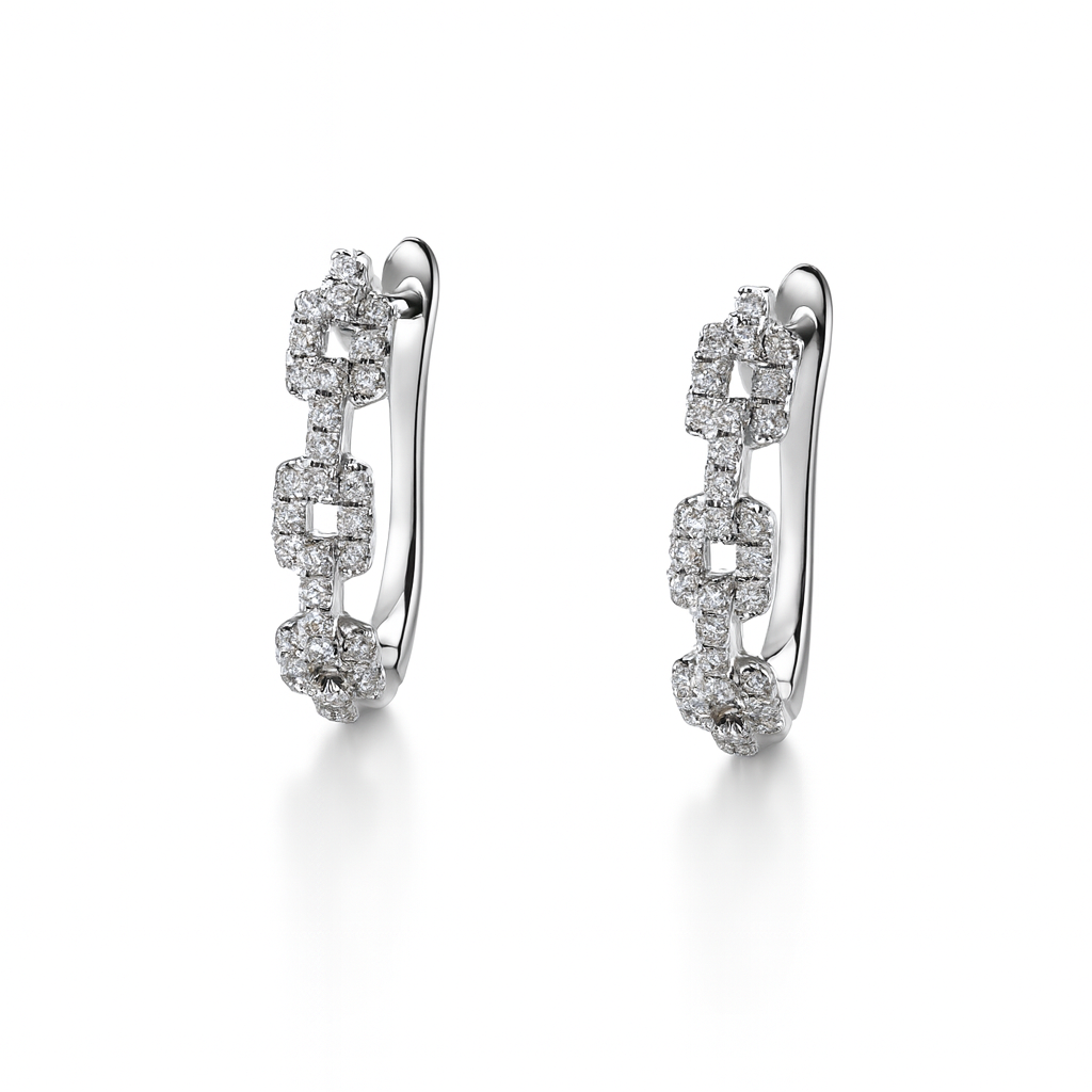 White Gold Diamond Cable Hoops