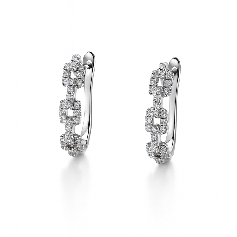 White Gold Diamond Cable Hoops