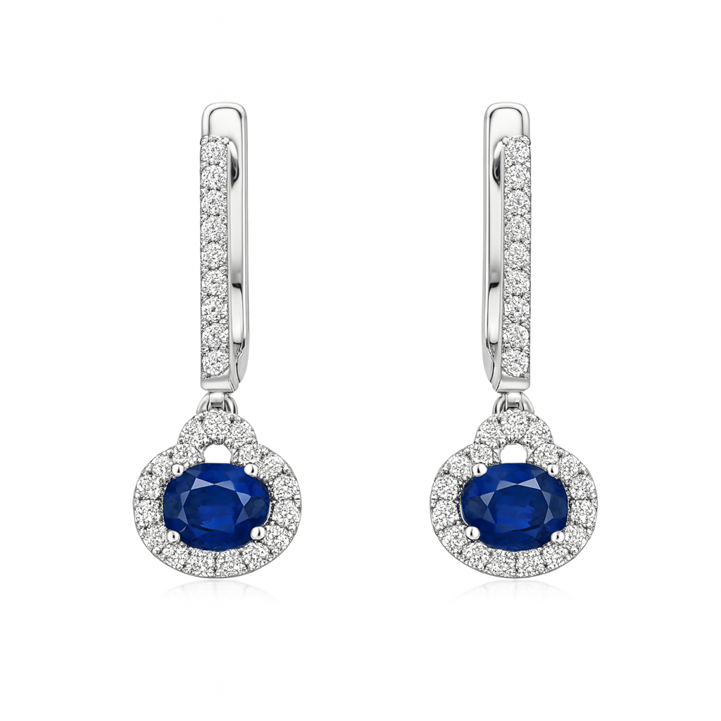 Blue Sapphire and Diamond Dangle Earrings