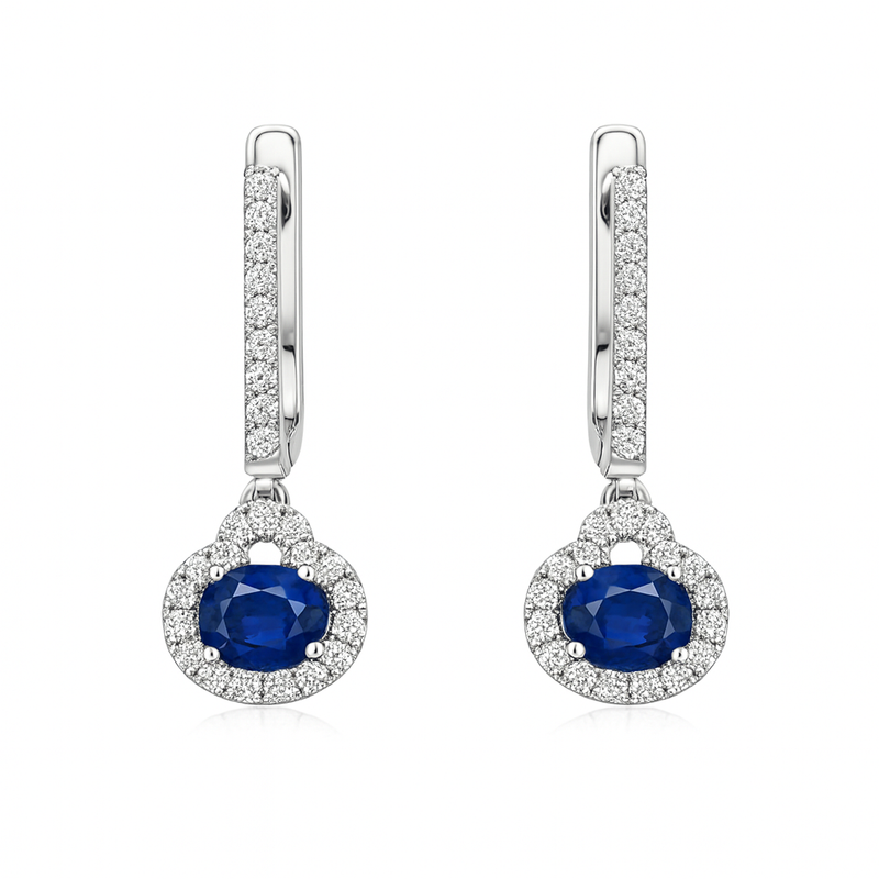 Blue Sapphire and Diamond Dangle Earrings