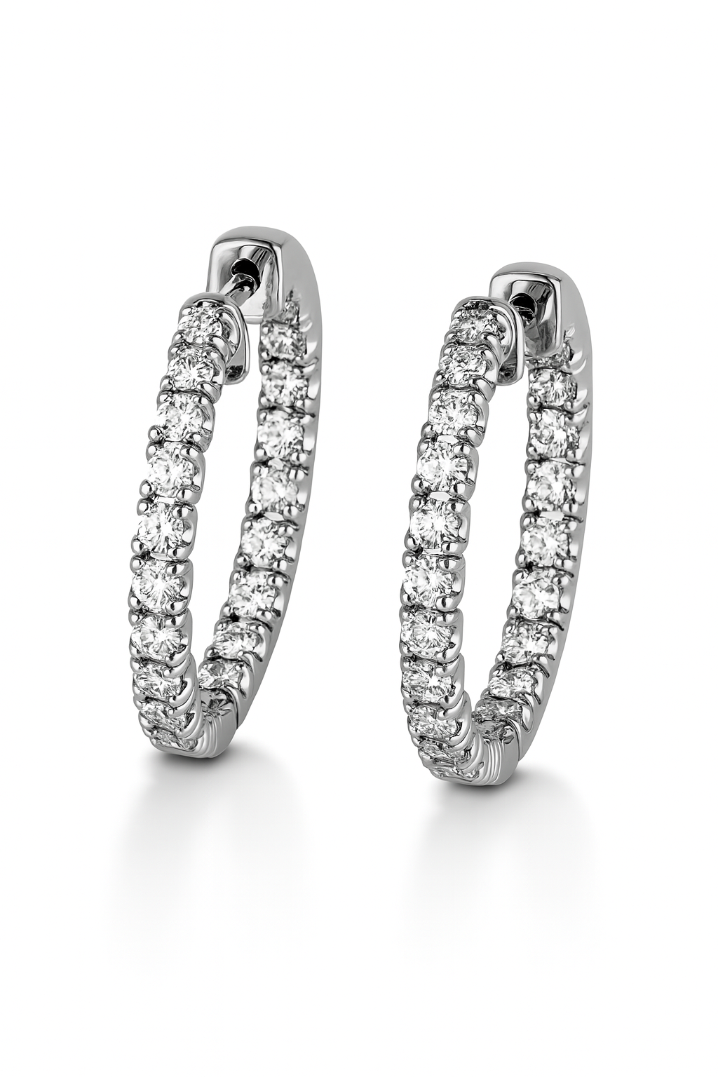 White Gold In-Out Hoop Earrings