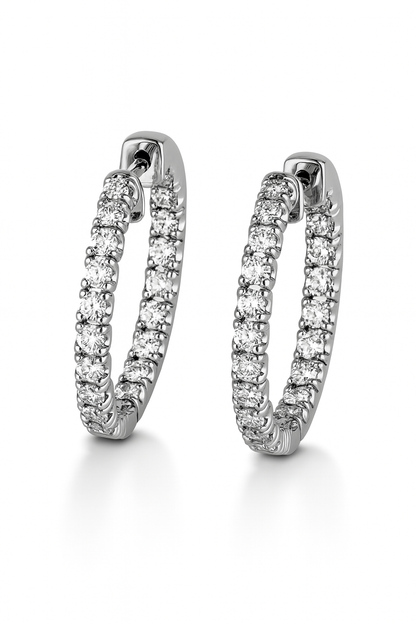 White Gold In-Out Hoop Earrings
