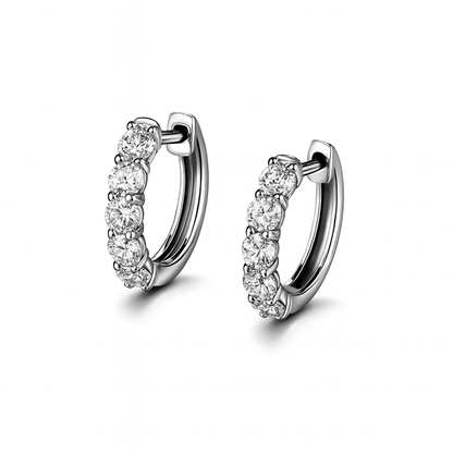 White Gold Shared Prong Huggies