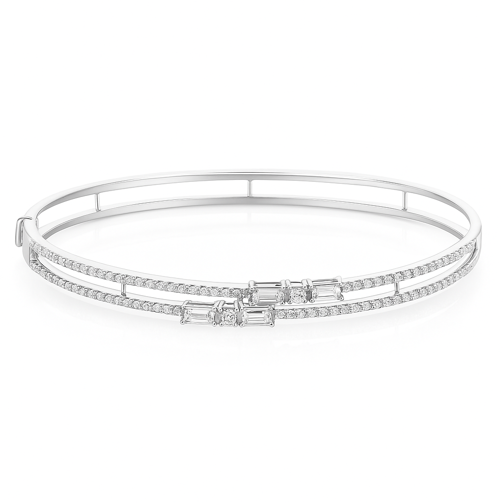 Baguette and Round Diamond Bangle