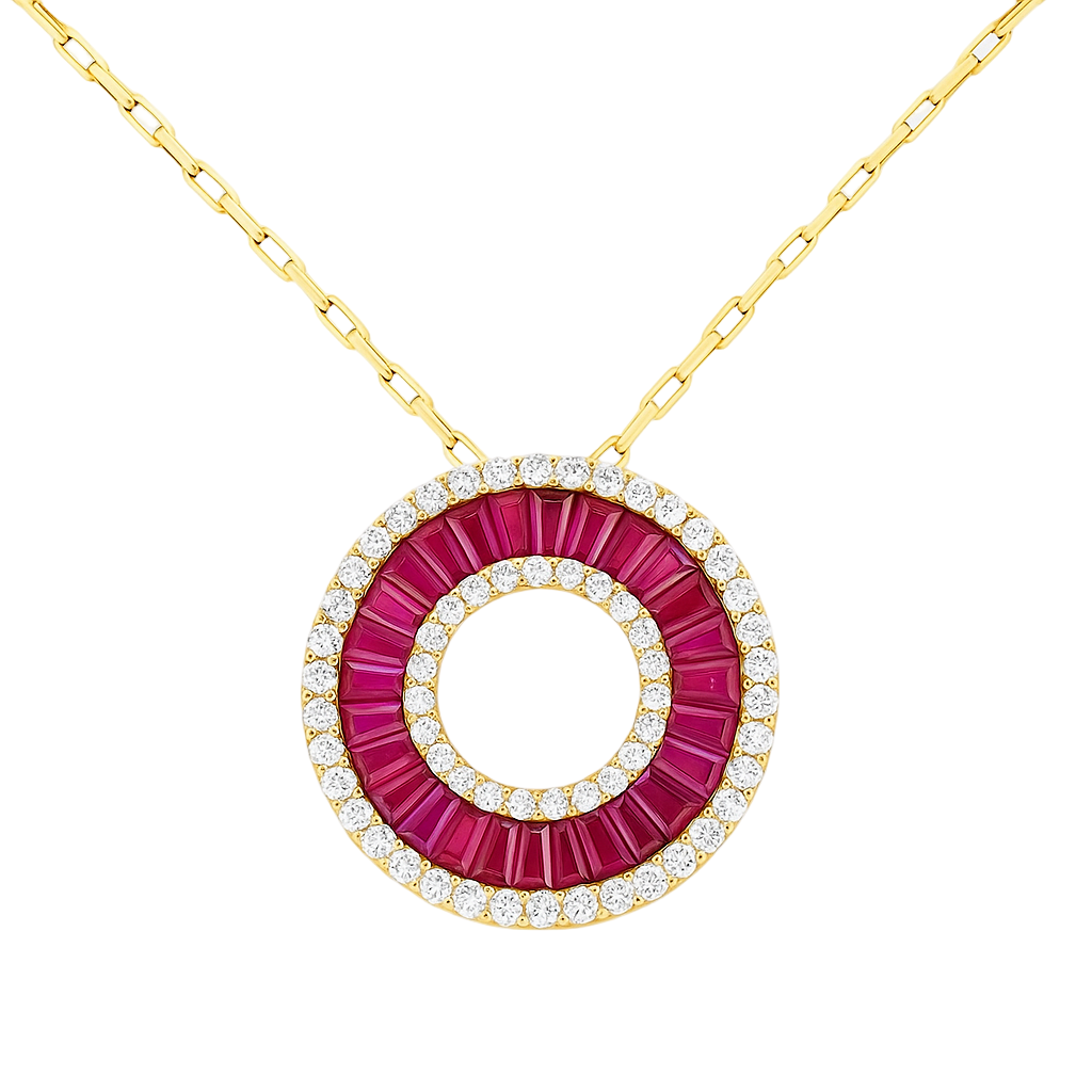 Baguette Ruby and Diamond Pendant