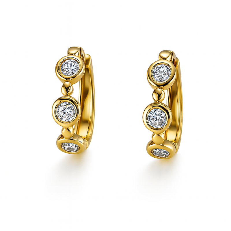 Yellow Gold Bezel Huggies