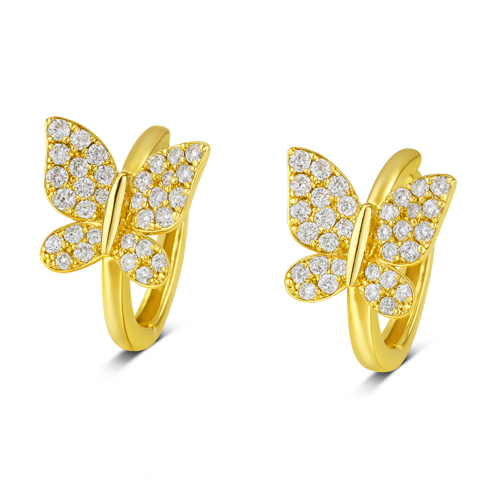 Yellow Gold Butterfly Hoops