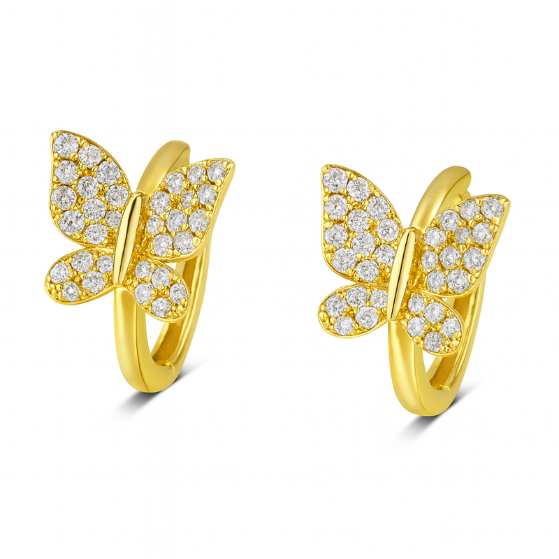 Yellow Gold Butterfly Hoops