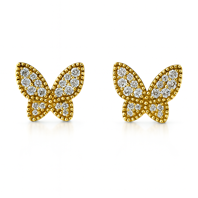 Yellow Gold Butterfly Studs