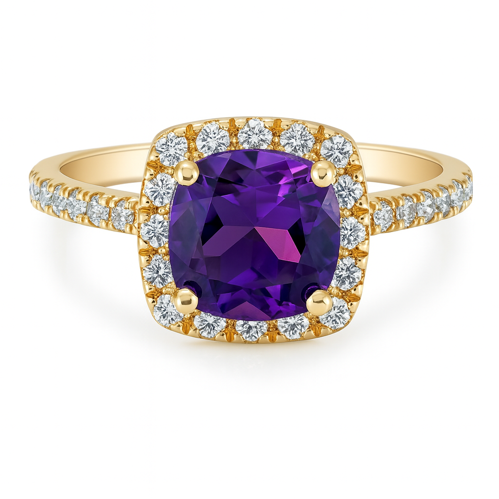 Cushion Amethyst Ring