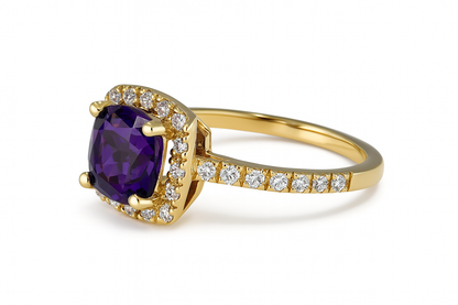 Cushion Amethyst Ring
