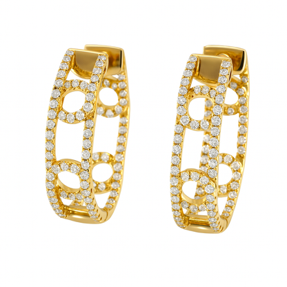 Yellow Gold Fashion Diamond Hoops