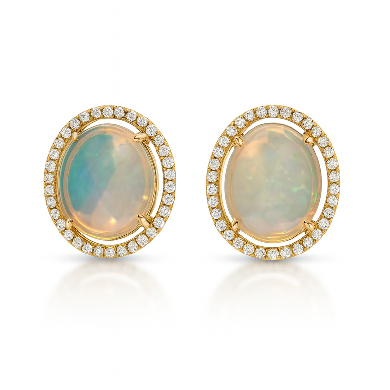 Irregular Opal Halo Earrings