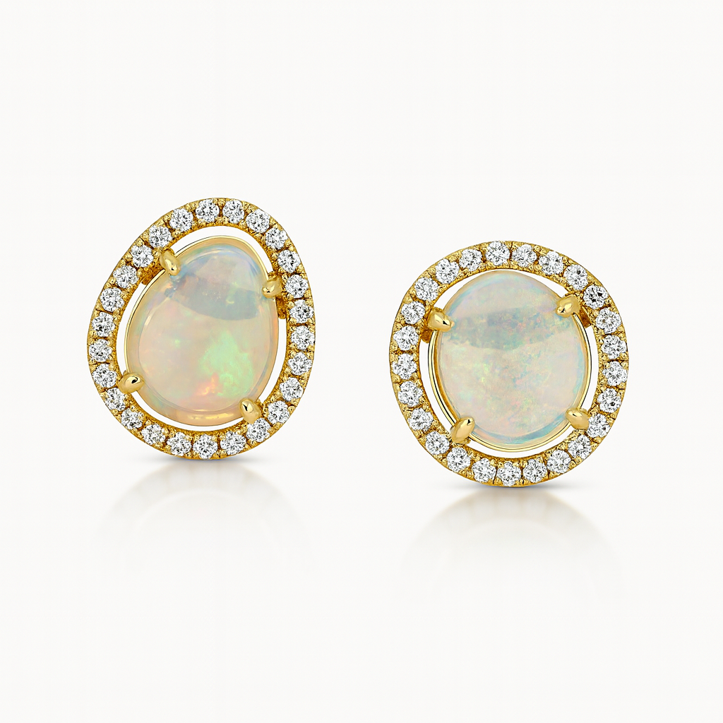 Irregular Opal Halo Earrings