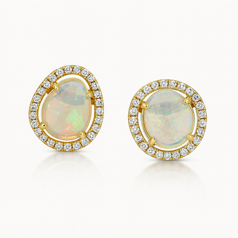 Irregular Opal Halo Earrings