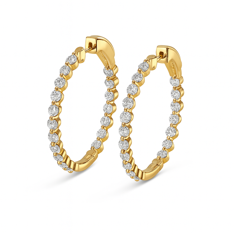 Single-Shared Prong Diamond Hoops