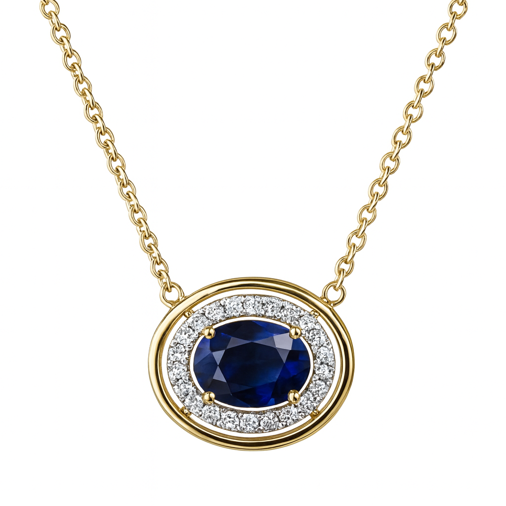 East West Blue Sapphire Pendant