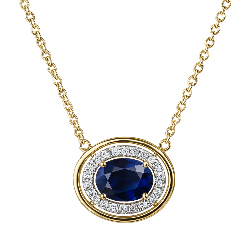East West Blue Sapphire Pendant
