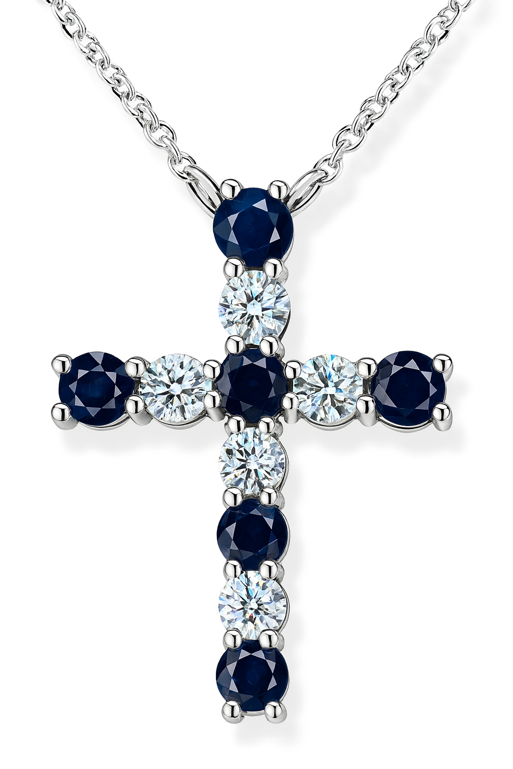 Blue Sapphire and Diamond Cross