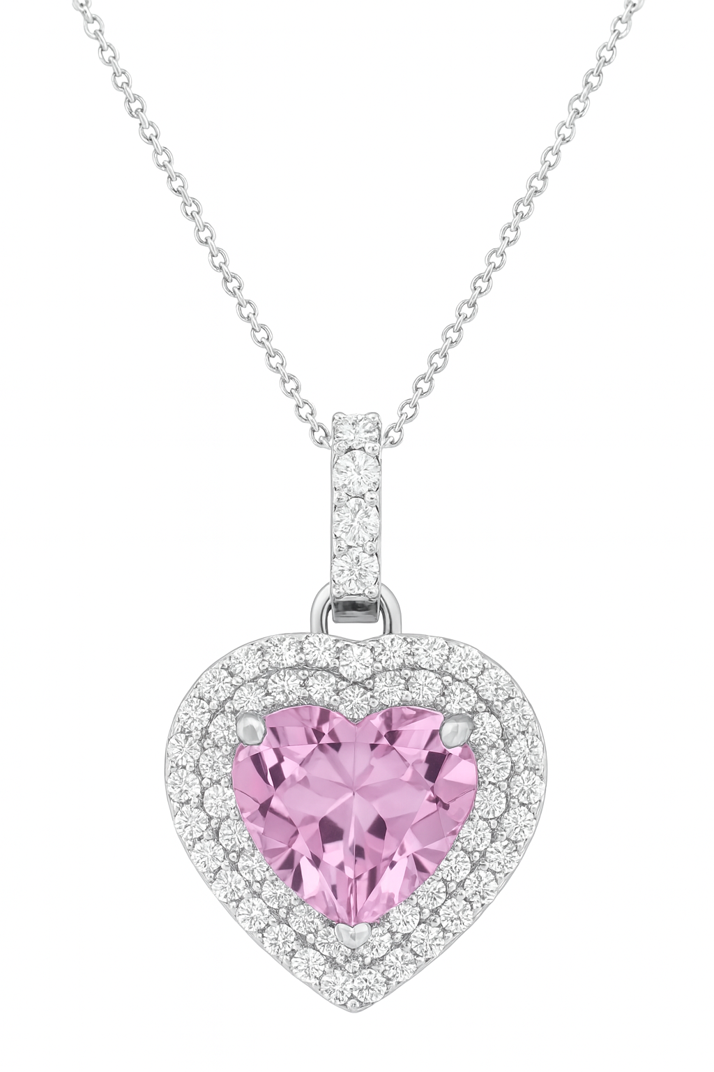 Pink Topaz Heart Necklace