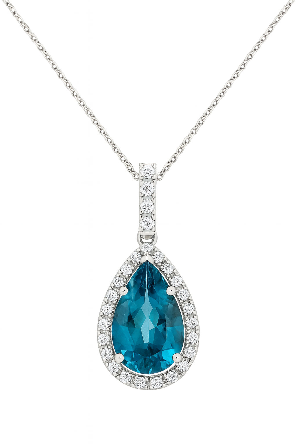 London Blue Topaz Halo Pendant