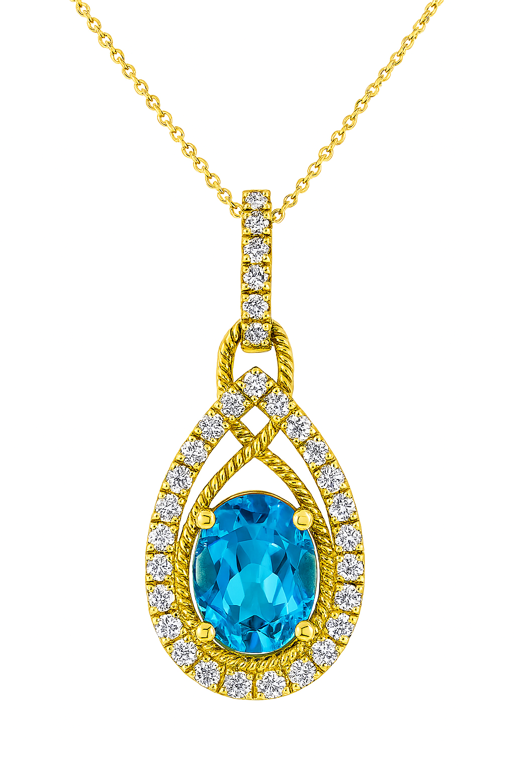 Oval Swiss Blue Topaz Pendant