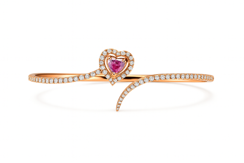 Pink Topaz Heart Flex Bangle