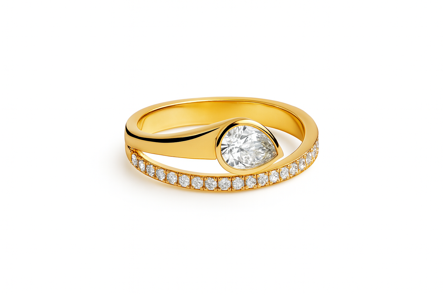 Pear Diamond Bypass Ring