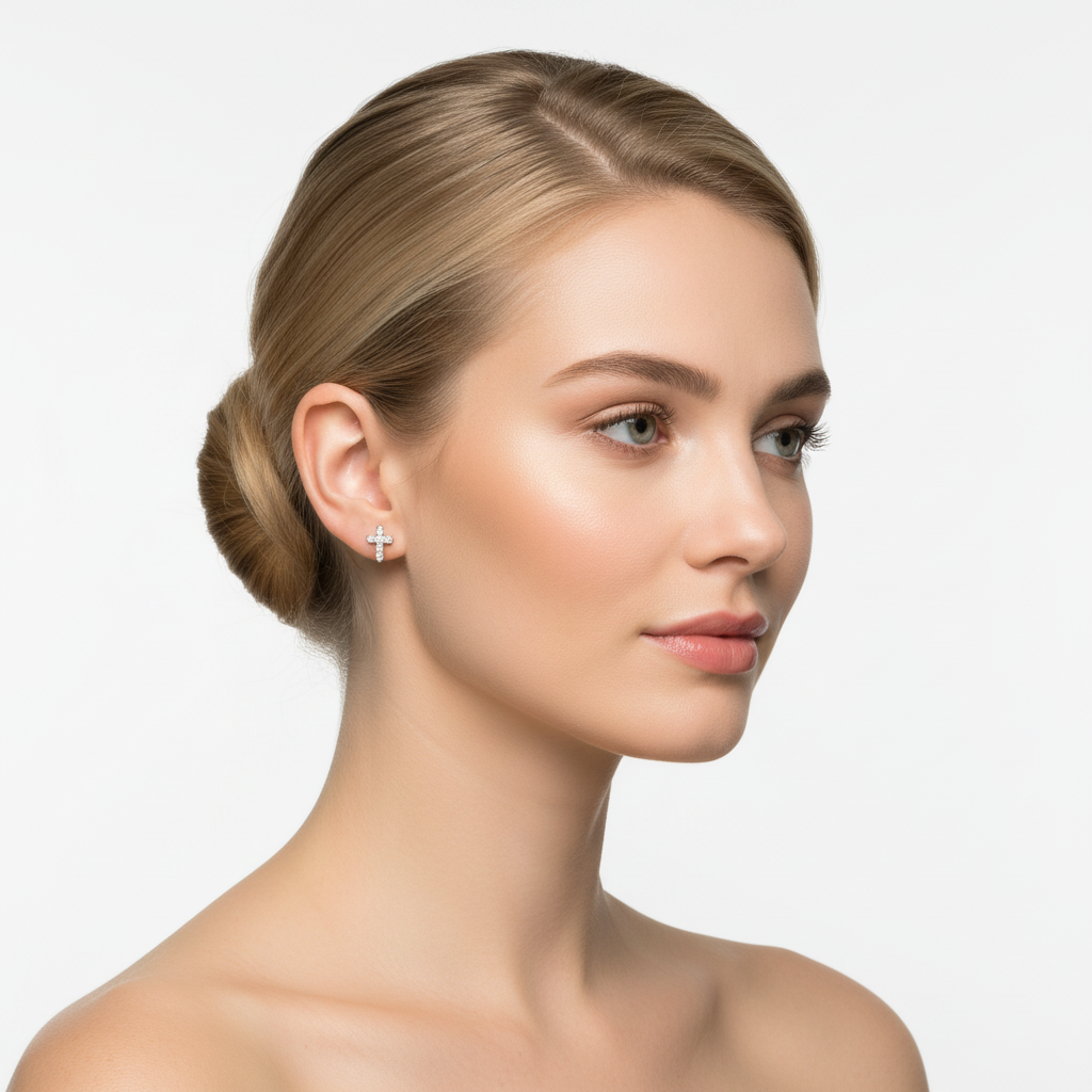 Diamond Cross Earrings
