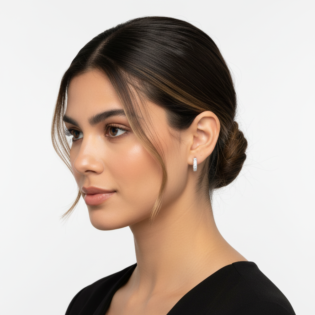 Triple Row Baguette Hoops