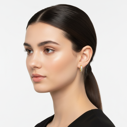 Fancy Bezel Baguette Hoops