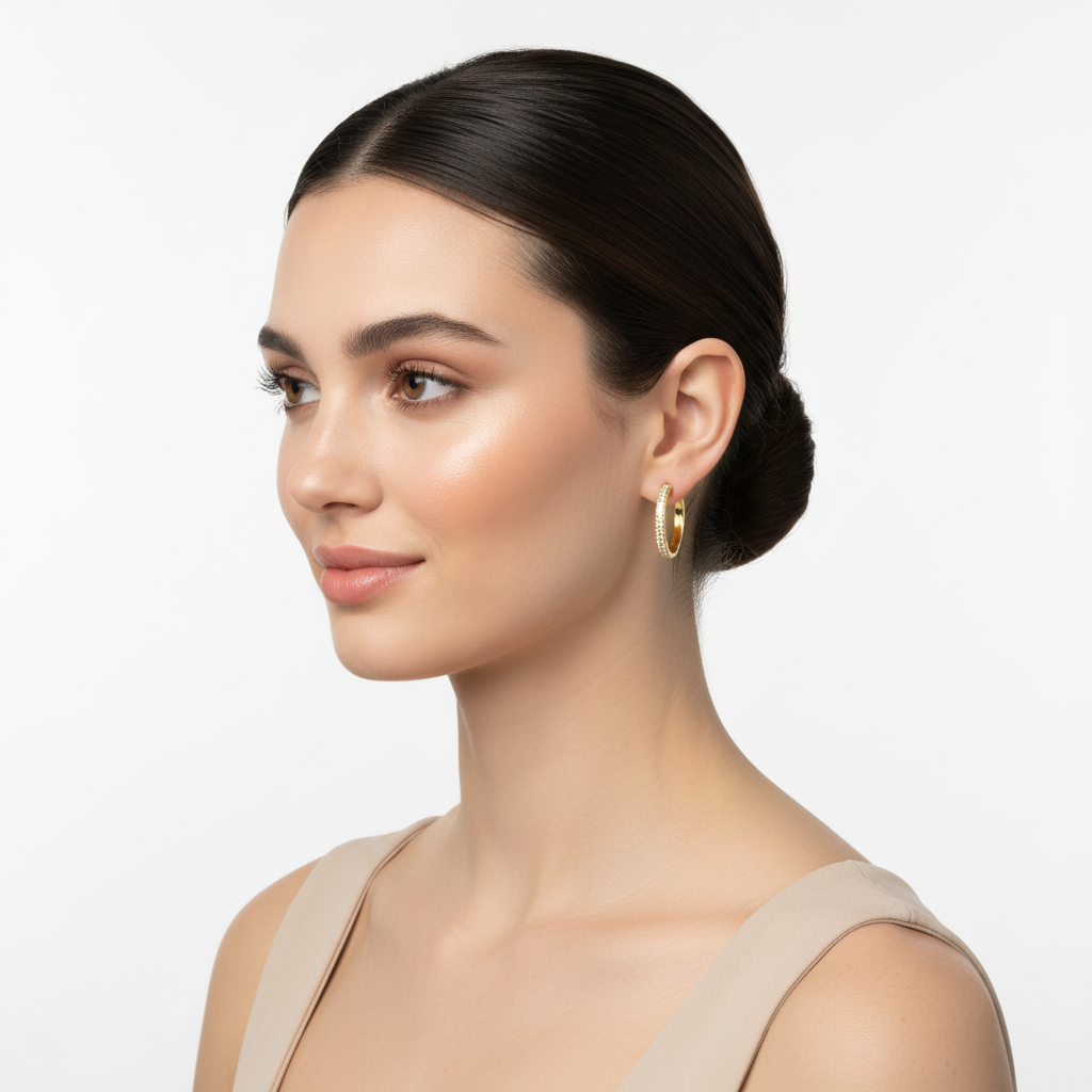 Yellow Gold Milgrain Diamond Hoops