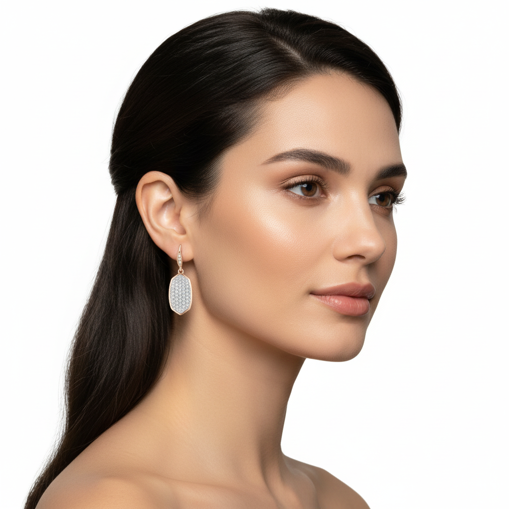 Rose Gold Pave Diamond Dangle Earrings