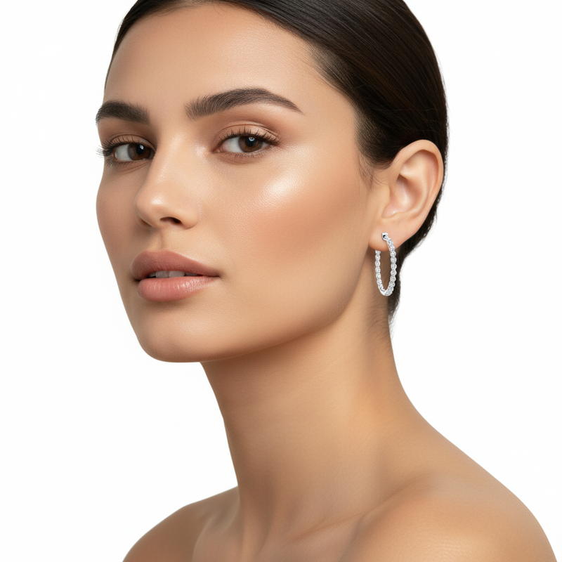 Single Shared Prong Diamond Hoops