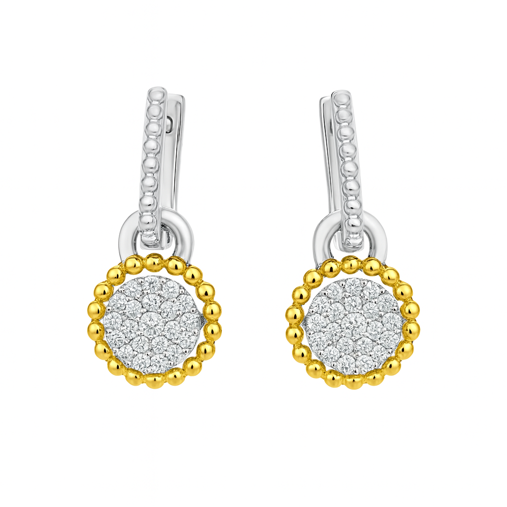Beaded Diamond Dangle Earrings