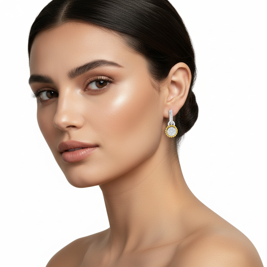 Beaded Diamond Dangle Earrings